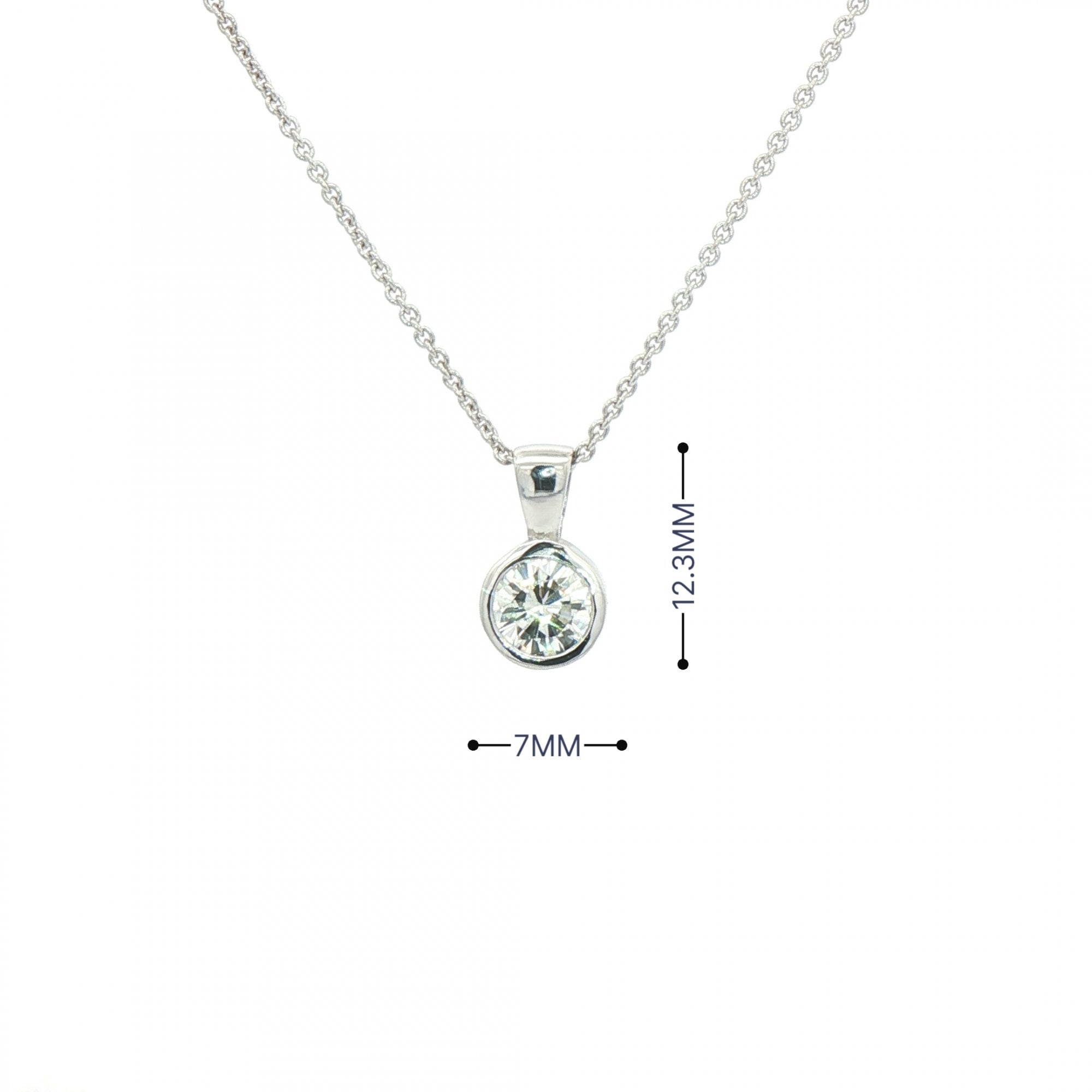 0.63ct F VS Natural Diamond Rubover Solitaire Pendant in 18ct White Gold
