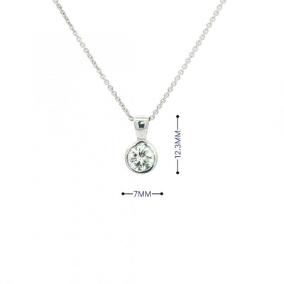 0.63ct F VS Natural Diamond Rubover Solitaire Pendant in 18ct White Gold