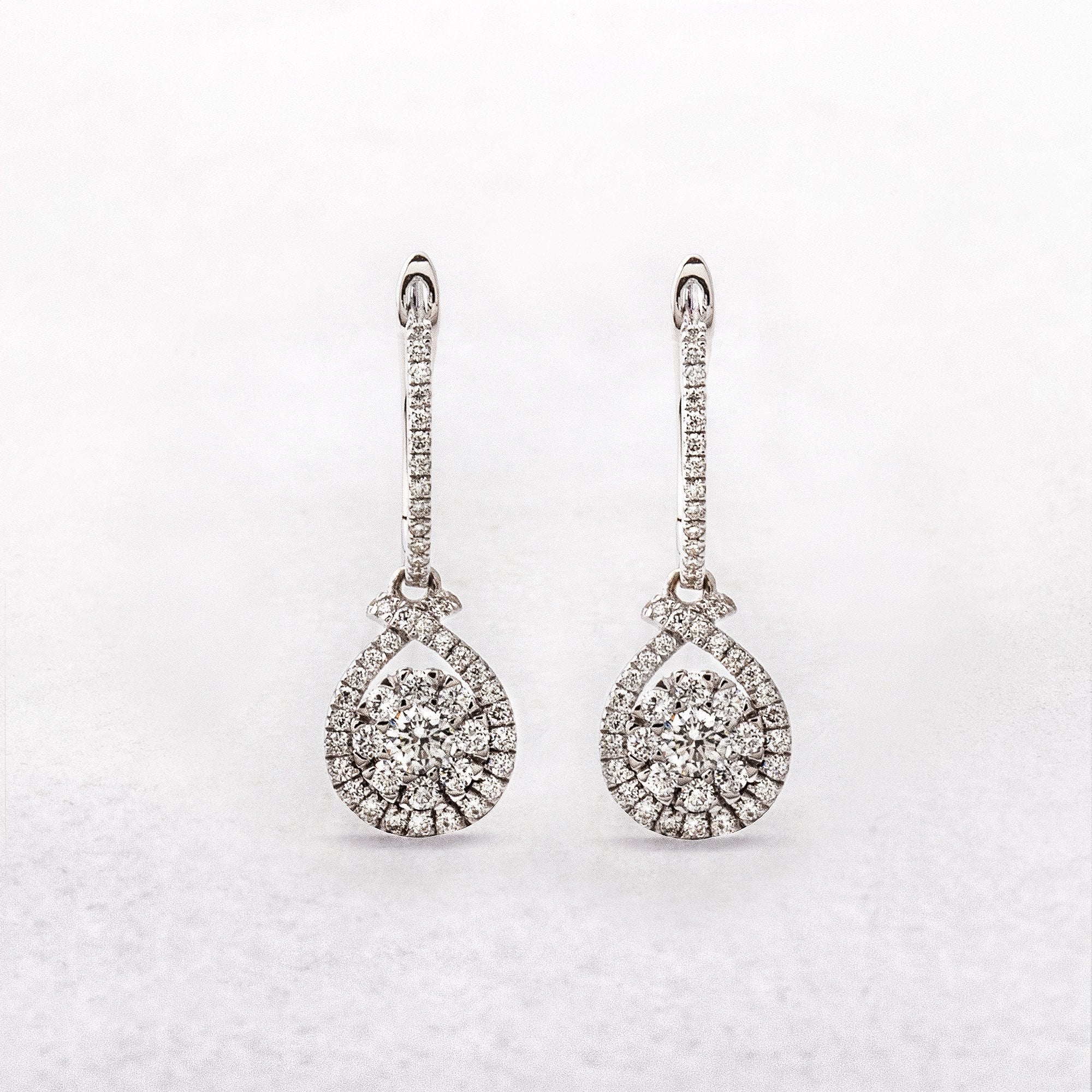 0.63ct Natural Diamond Drop Hoop Earrings in 18ct White Gold