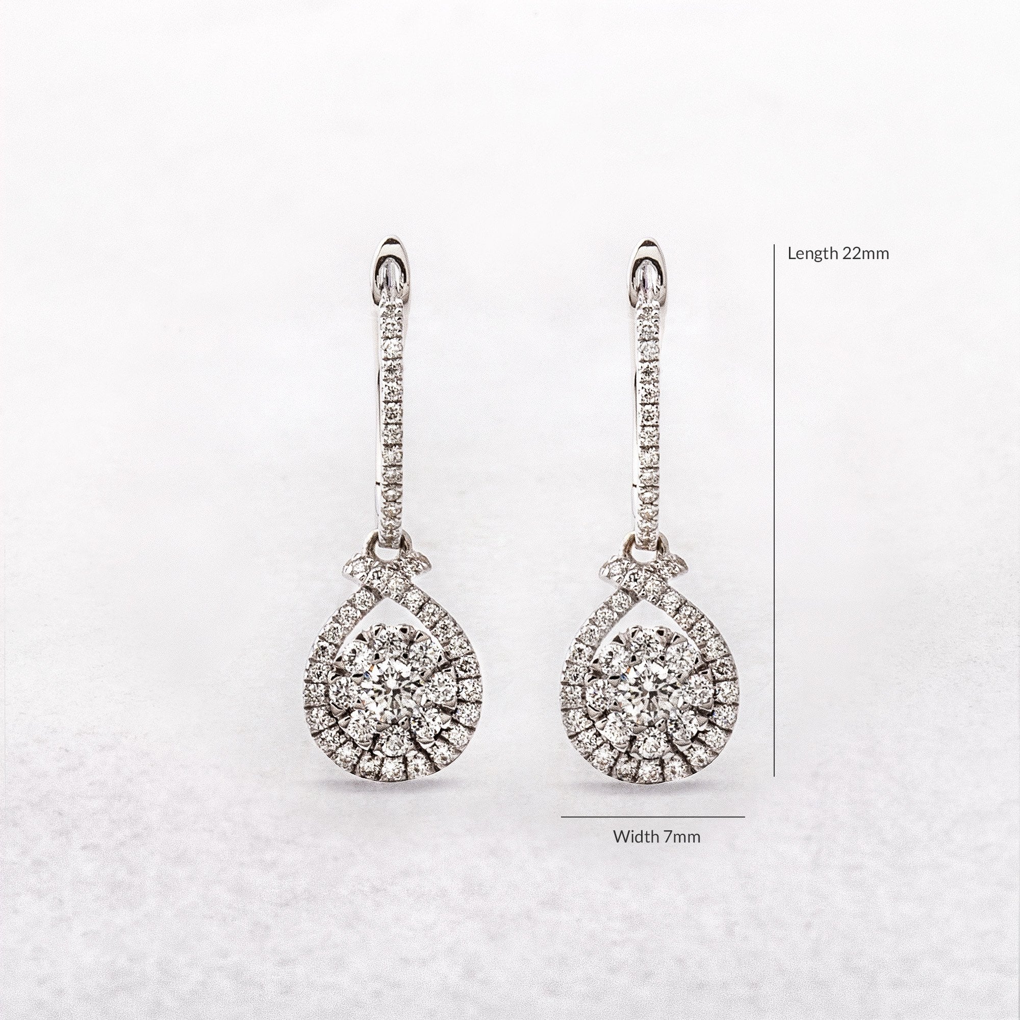 0.63ct Natural Diamond Drop Hoop Earrings in 18ct White Gold