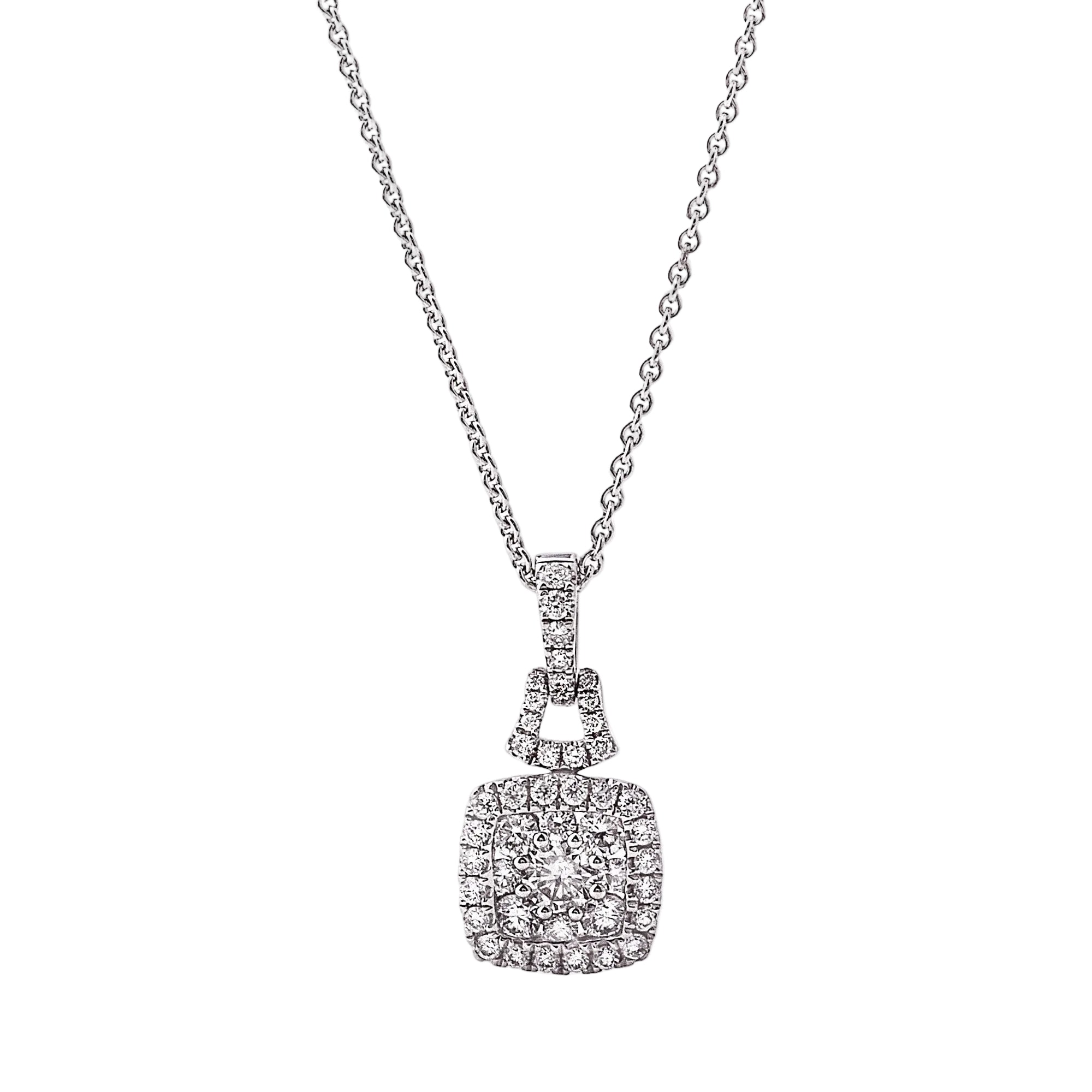 0.65ct Natural Diamonds F/VS Cluster Cushion Shape Pendant in 18ct Gold