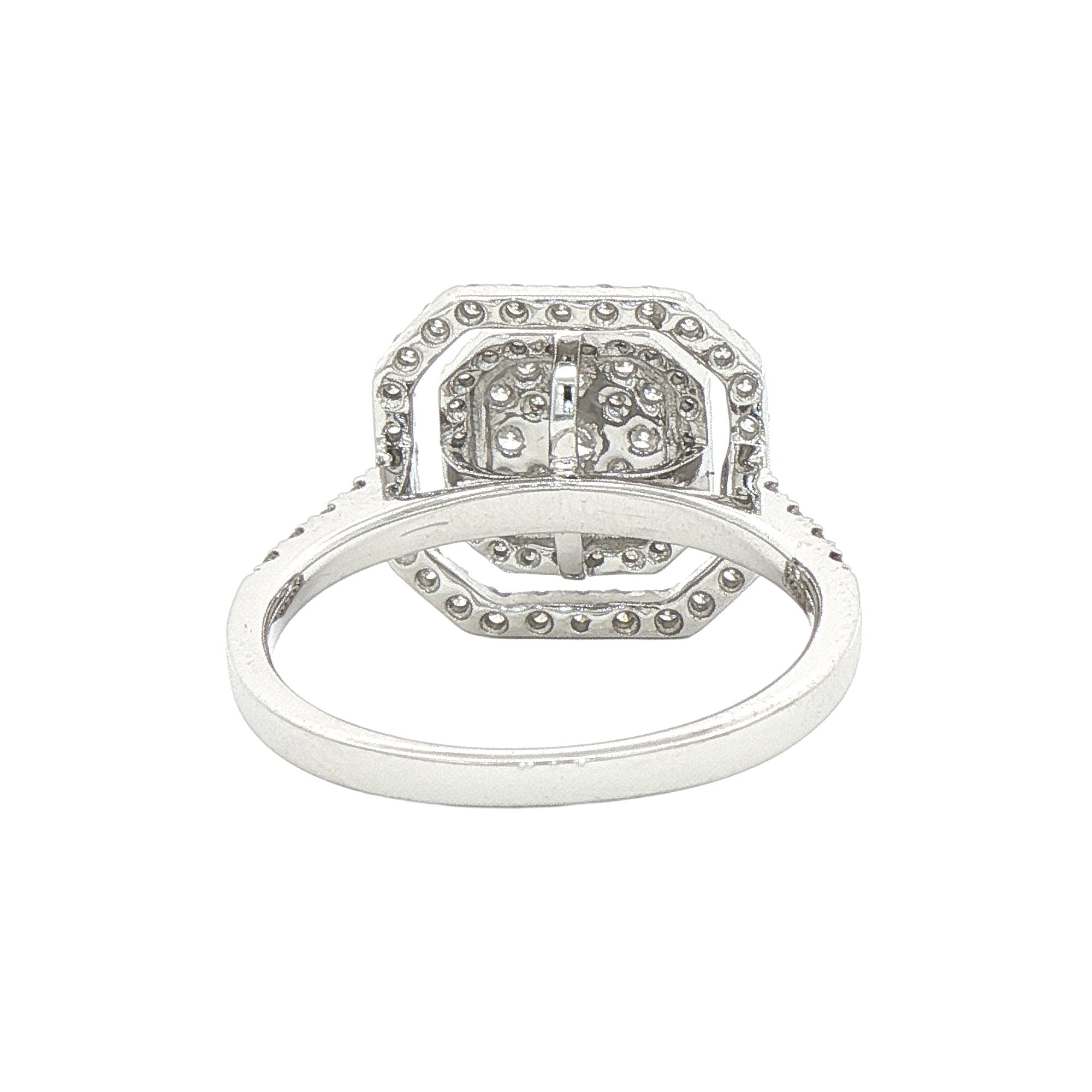 0.68ct Natural Diamond Round Cut Cluater Halo Ring Set in 18ct White Gold