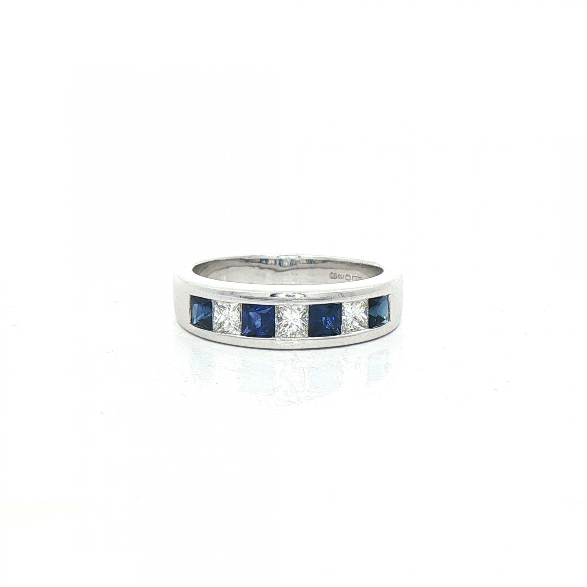 0.70ct Princess-Cut Sapphire & Natural Diamond 0.42ct Dress Ring in 18ct White Gold