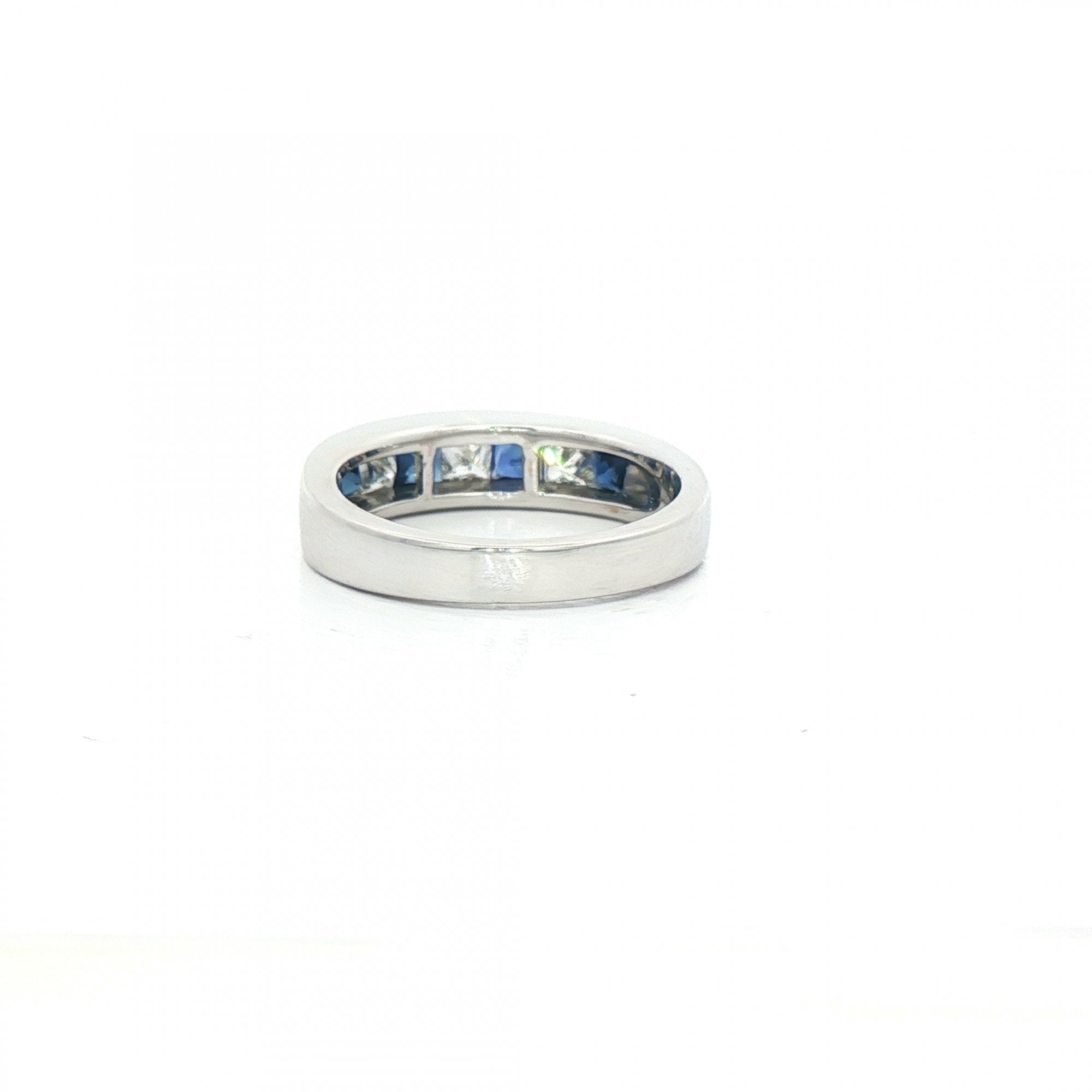 0.70ct Princess-Cut Sapphire & Natural Diamond 0.42ct Dress Ring in 18ct White Gold