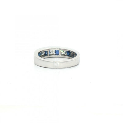 0.70ct Princess-Cut Sapphire & Natural Diamond 0.42ct Dress Ring in 18ct White Gold
