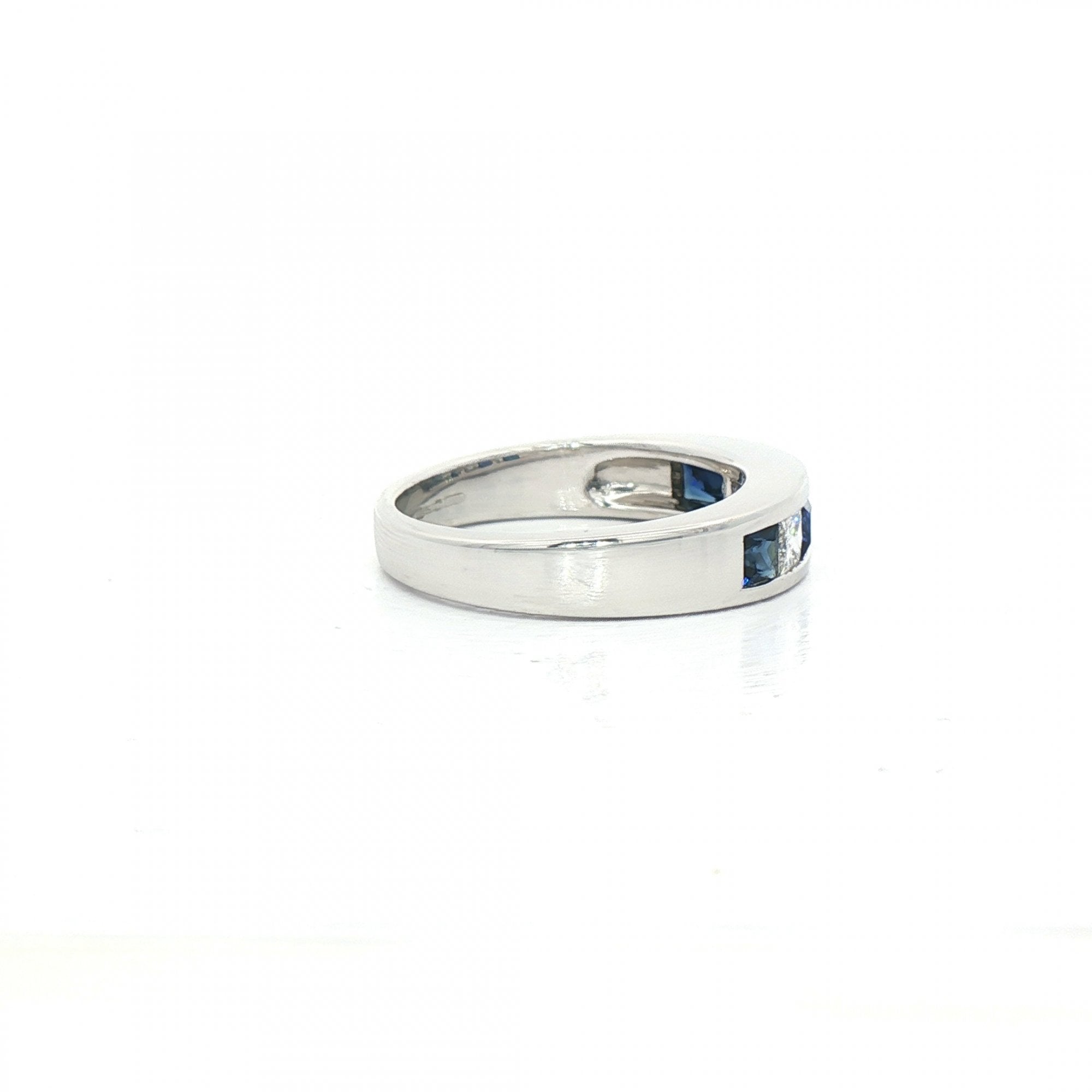 0.70ct Princess-Cut Sapphire & Natural Diamond 0.42ct Dress Ring in 18ct White Gold