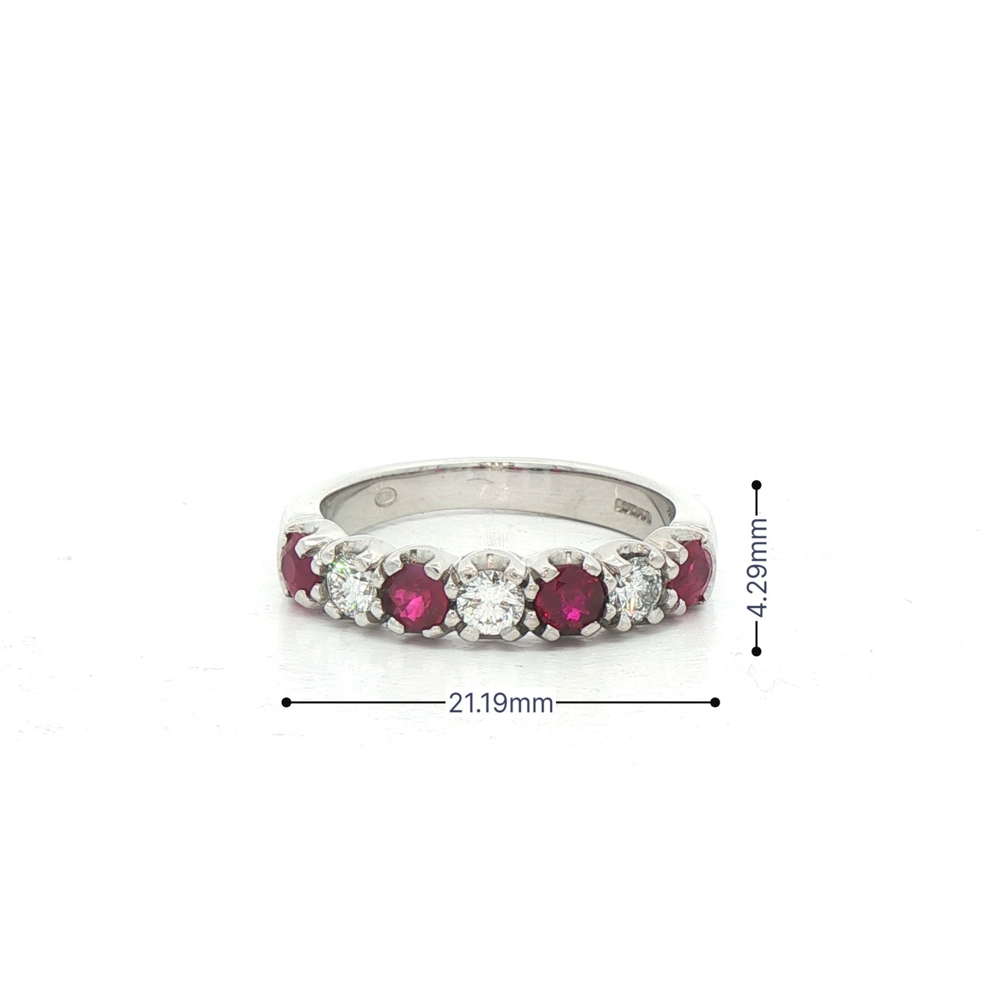 0.70ct Ruby & 0.35ct Natural Diamond Seven Stone Ring in 18ct White Gold