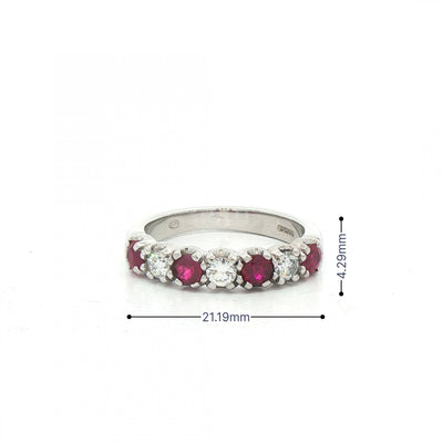0.70ct Ruby & 0.35ct Natural Diamond Seven Stone Ring in 18ct White Gold