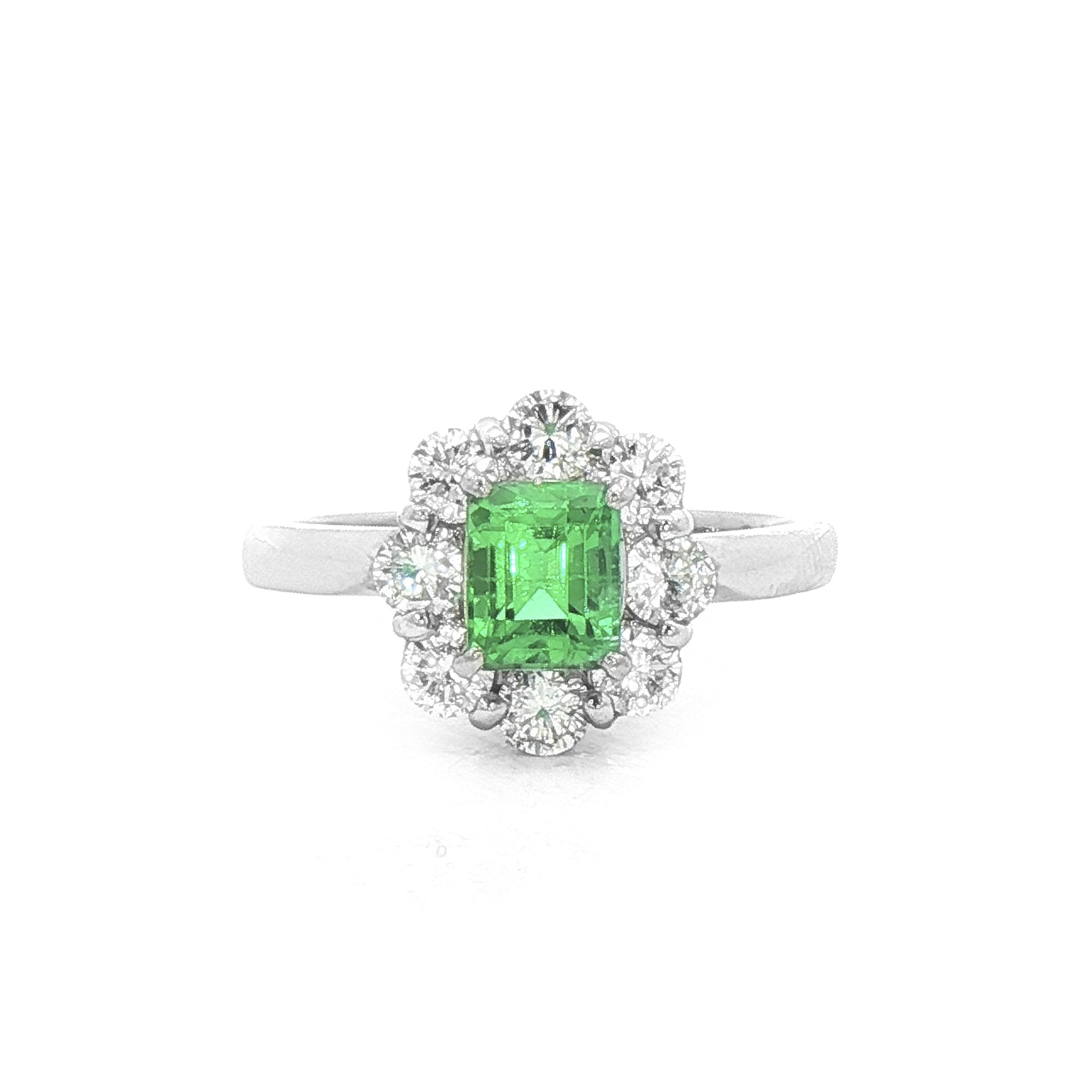 0.72ct Emerald & Natural Diamond Cluster 0.78ct in Platinum