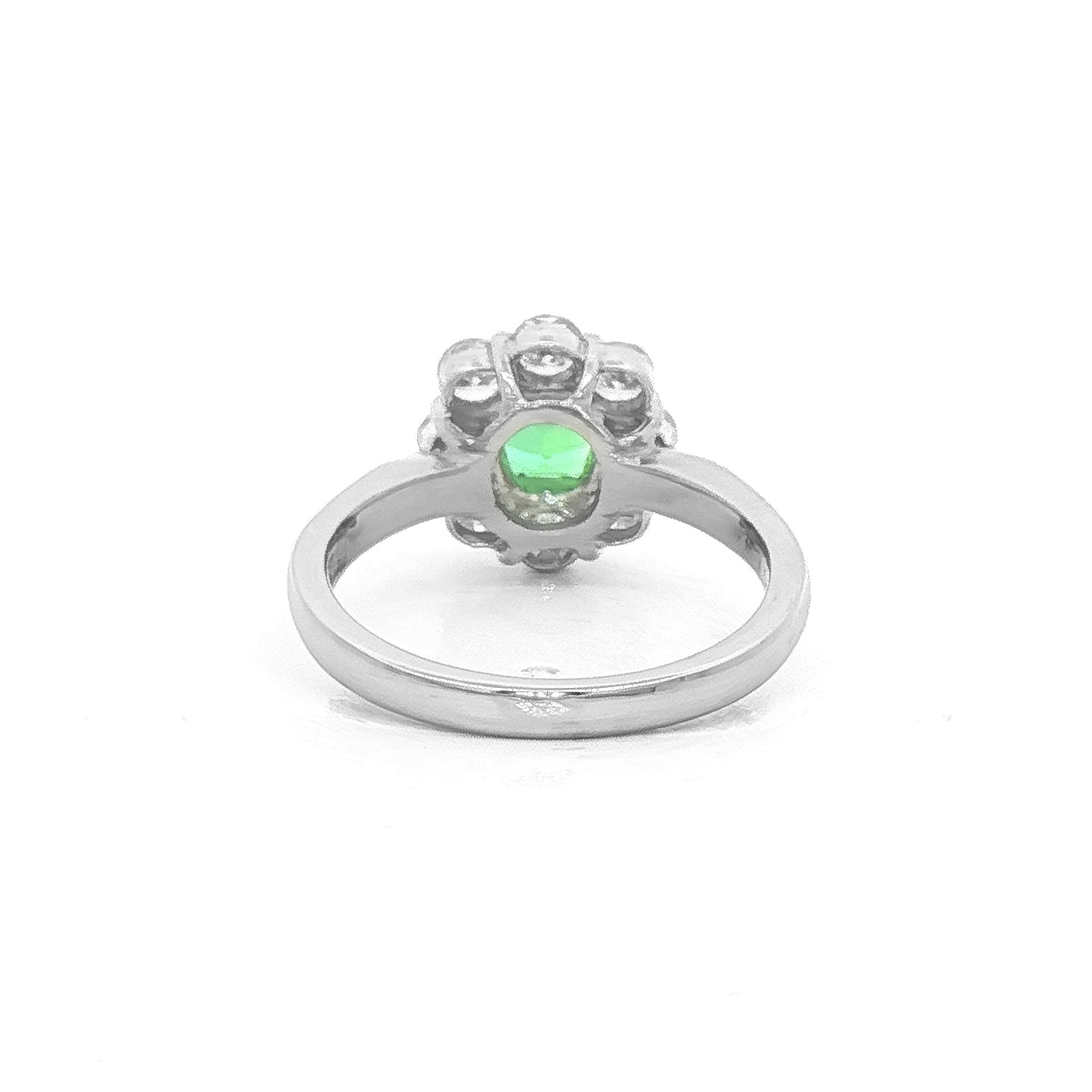0.72ct Emerald & Natural Diamond Cluster 0.78ct in Platinum