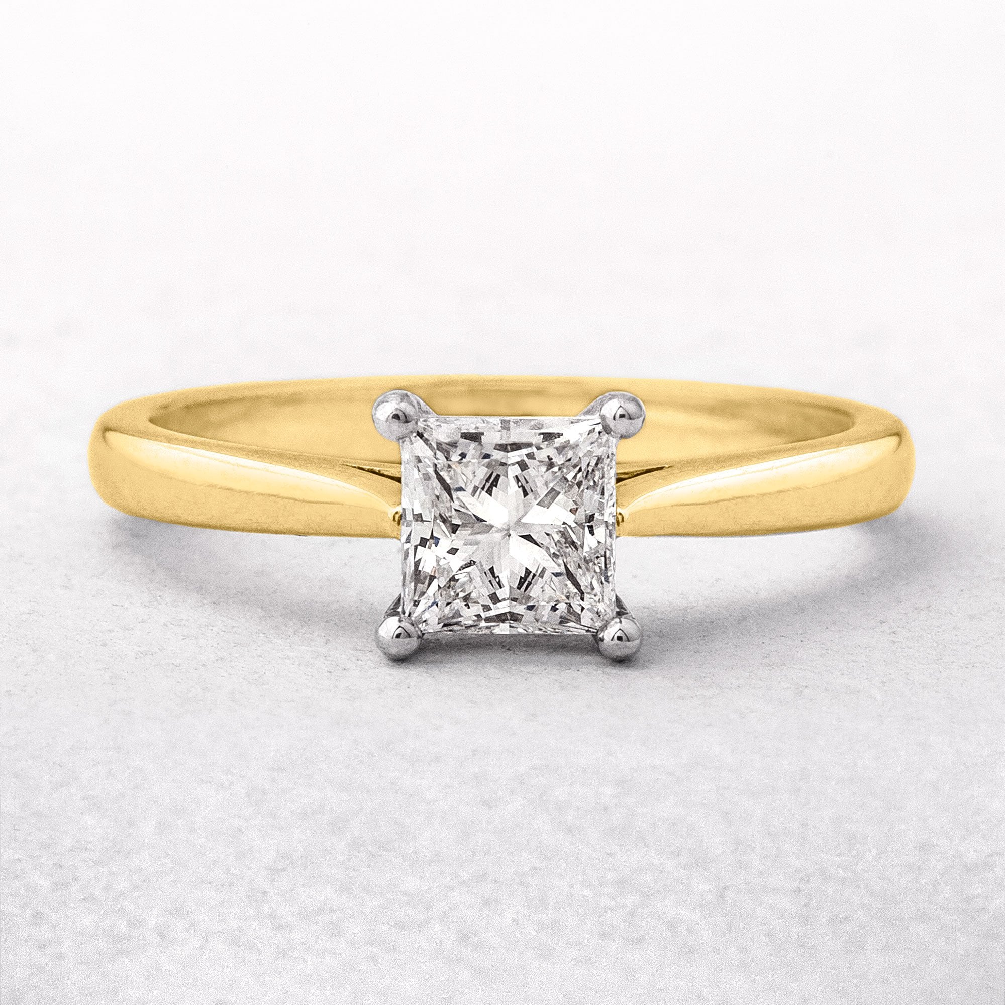 0.75ct F  VS1 GIA Certified Natural Princess Cut Diamond Solitaire Engagement Ring