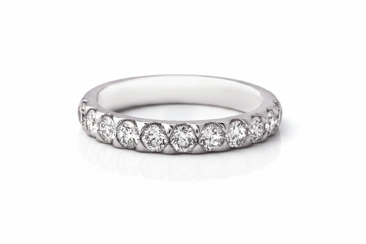0.75ct Fvs 3mm Natural Diamond Wedding Band 18ct White Gold