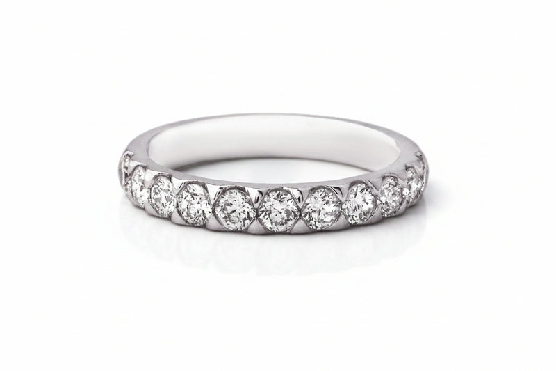 0.75ct Fvs 3mm Natural Diamond Wedding Band 18ct White Gold