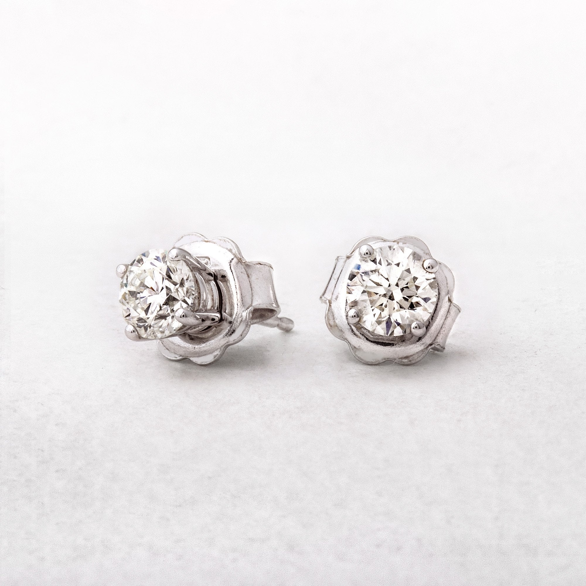 0.75ct Natural Diamond Solitaire Stud Earrings in 18ct White Gold