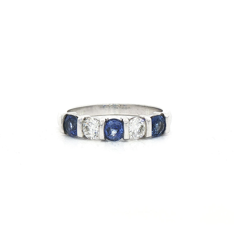 0.75ct Sapphire & G Vs Natural Diamond 0.38ct in 18ct White Gold