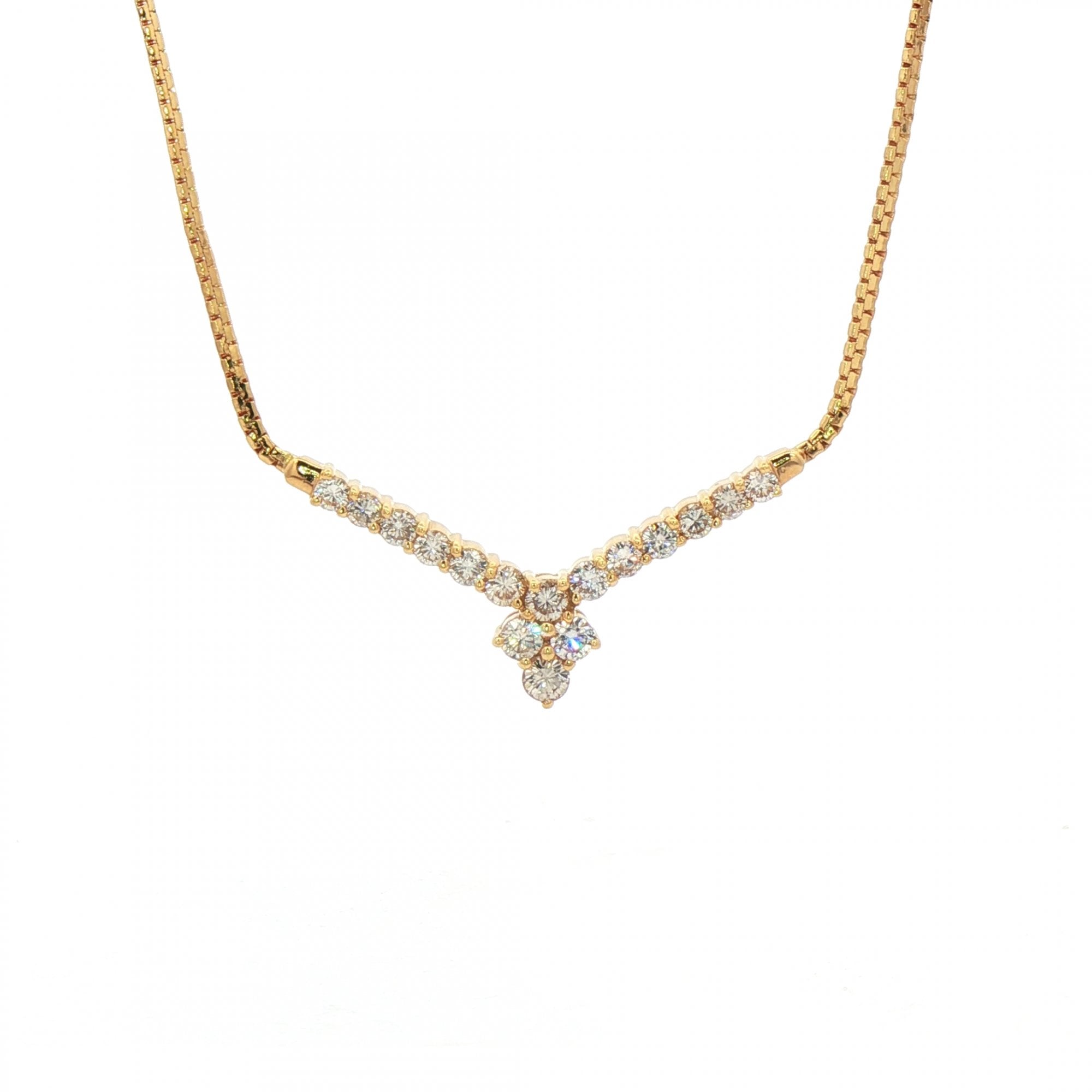 0.80ct Natural Diamond Wishbone Style Necklet in 18ct Gold