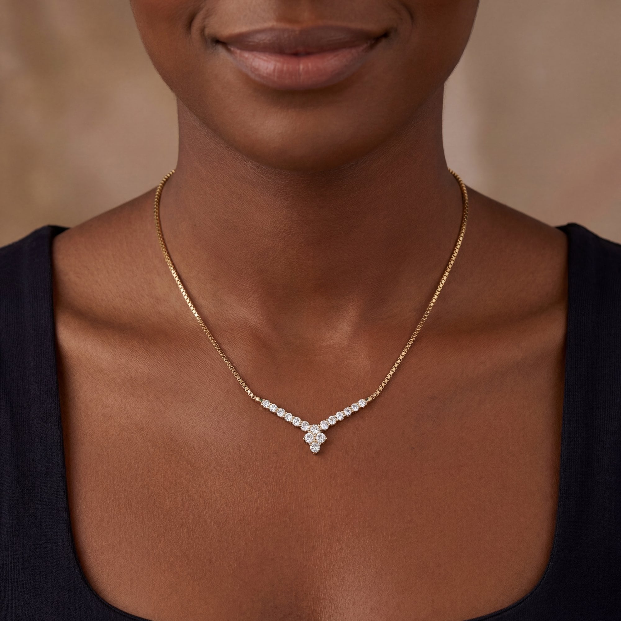 0.80ct Natural Diamond Wishbone Style Necklet in 18ct Gold
