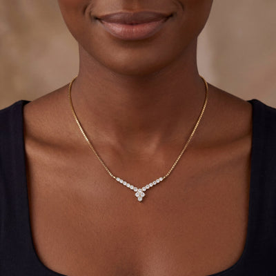 0.80ct Natural Diamond Wishbone Style Necklet in 18ct Gold