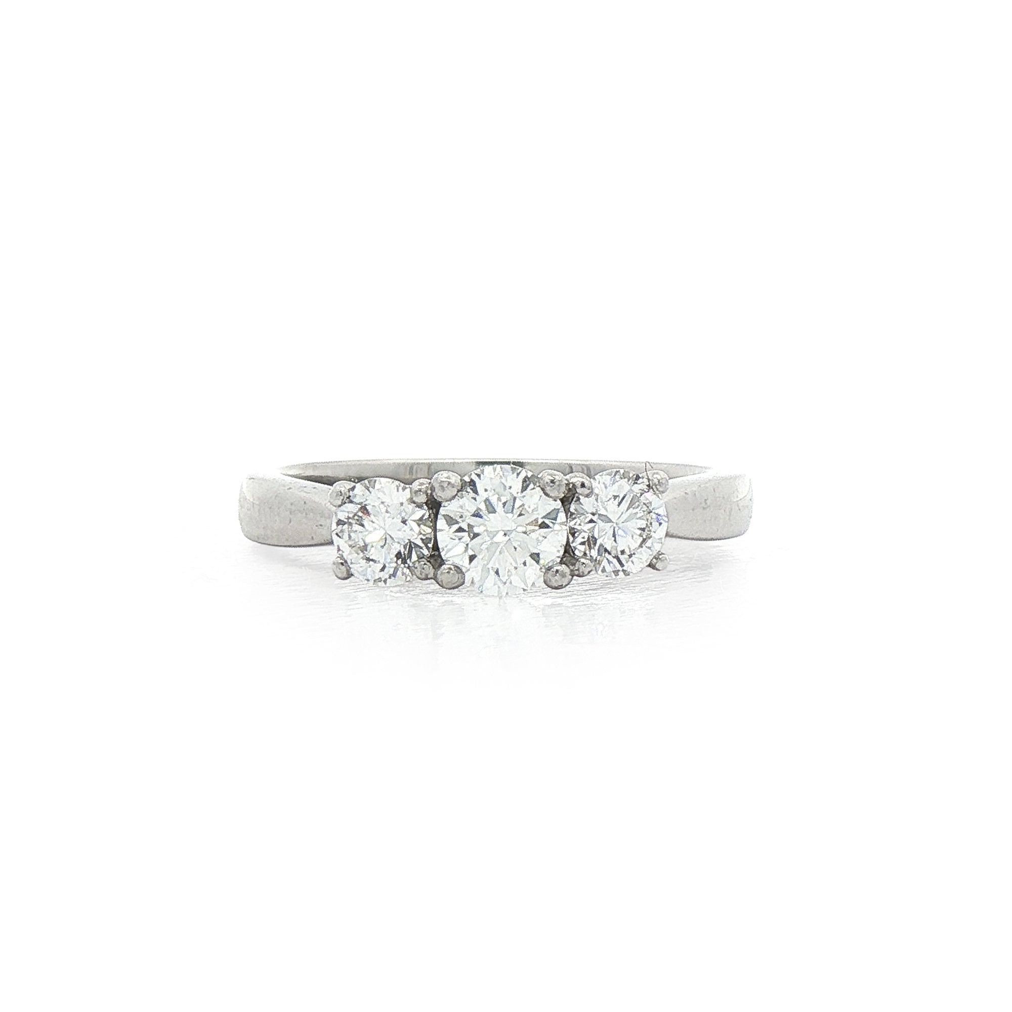 0.81ct F vs Brilliant Cut Natural Diamond Trilogy Ring Set In Platinum