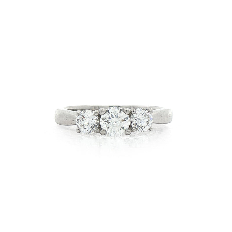 0.81ct F vs Brilliant Cut Natural Diamond Trilogy Ring Set In Platinum