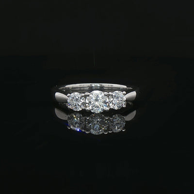 0.81ct F vs Brilliant Cut Natural Diamond Trilogy Ring Set In Platinum