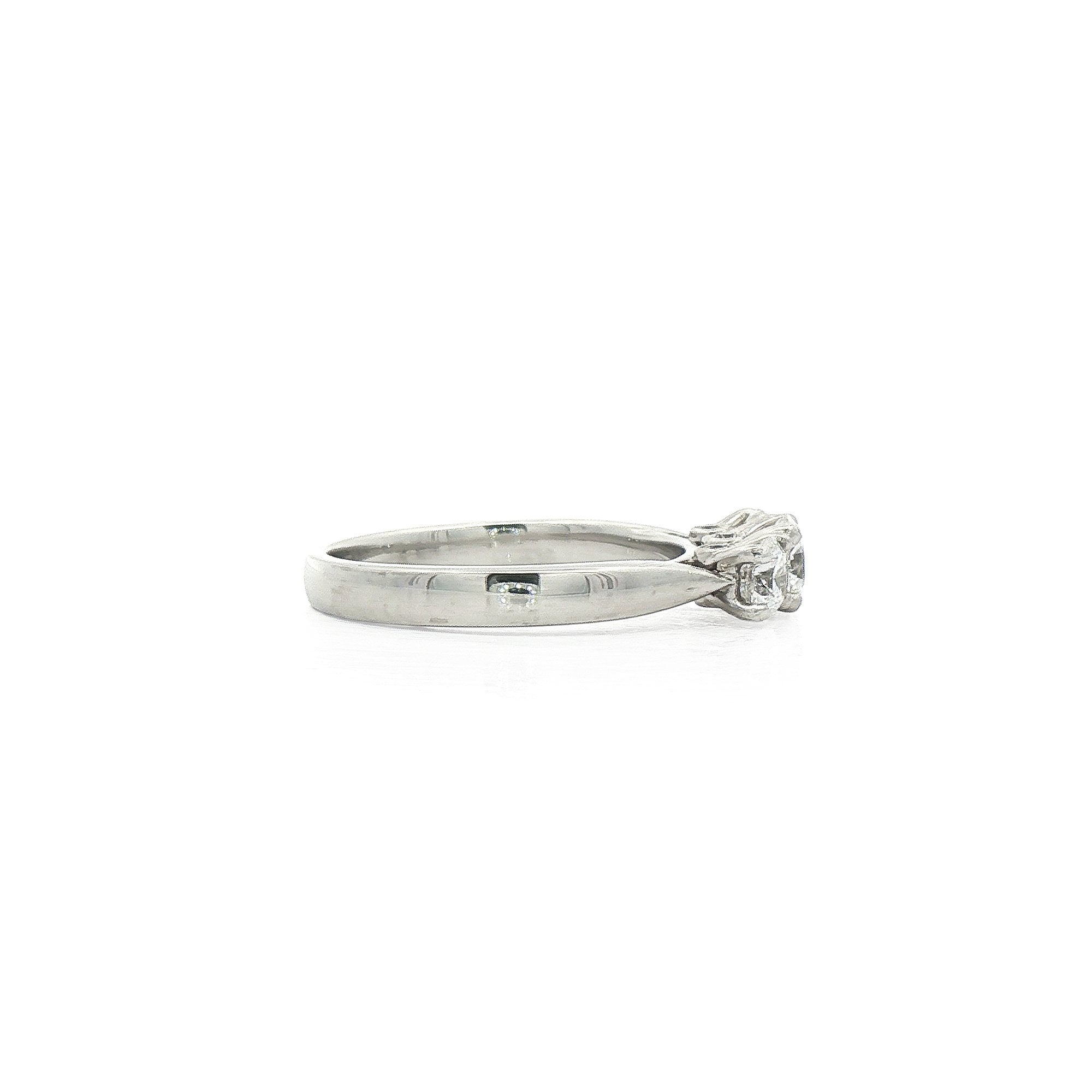 0.81ct F vs Brilliant Cut Natural Diamond Trilogy Ring Set In Platinum