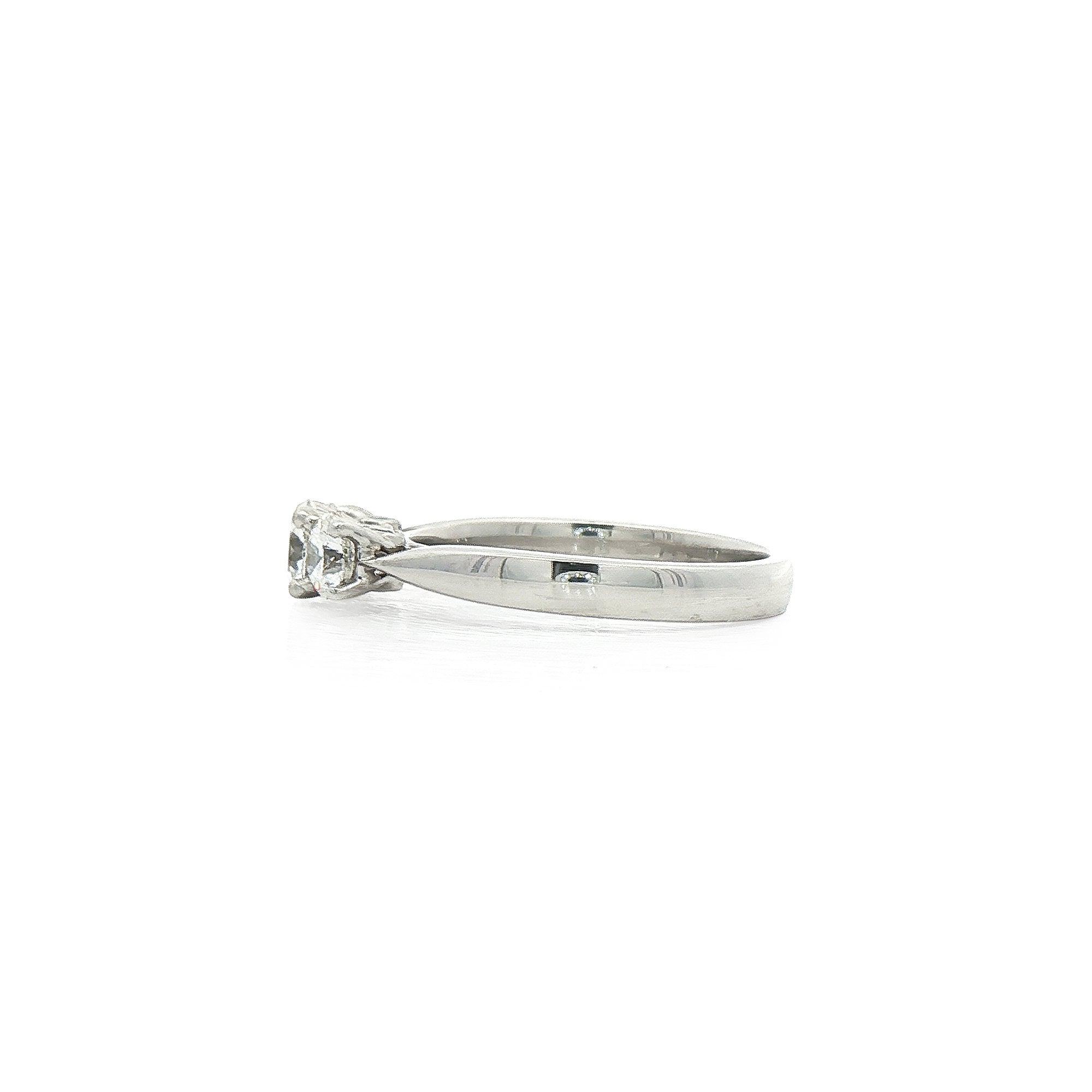 0.81ct F vs Brilliant Cut Natural Diamond Trilogy Ring Set In Platinum