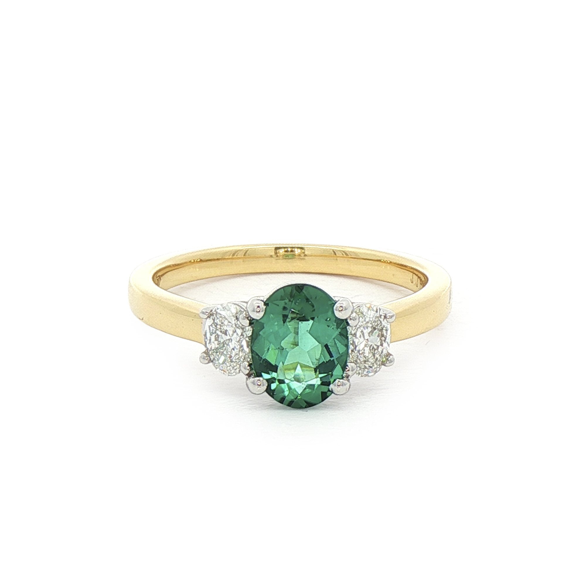 0.82ct Lagoon Tourmaline &0.34ct Natural Oval Diamond in 18ct Yellow Gold