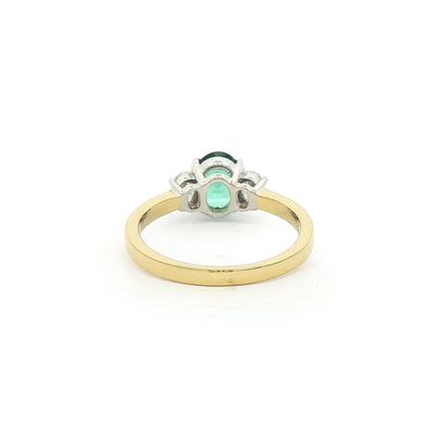 0.82ct Lagoon Tourmaline &0.34ct Natural Oval Diamond in 18ct Yellow Gold