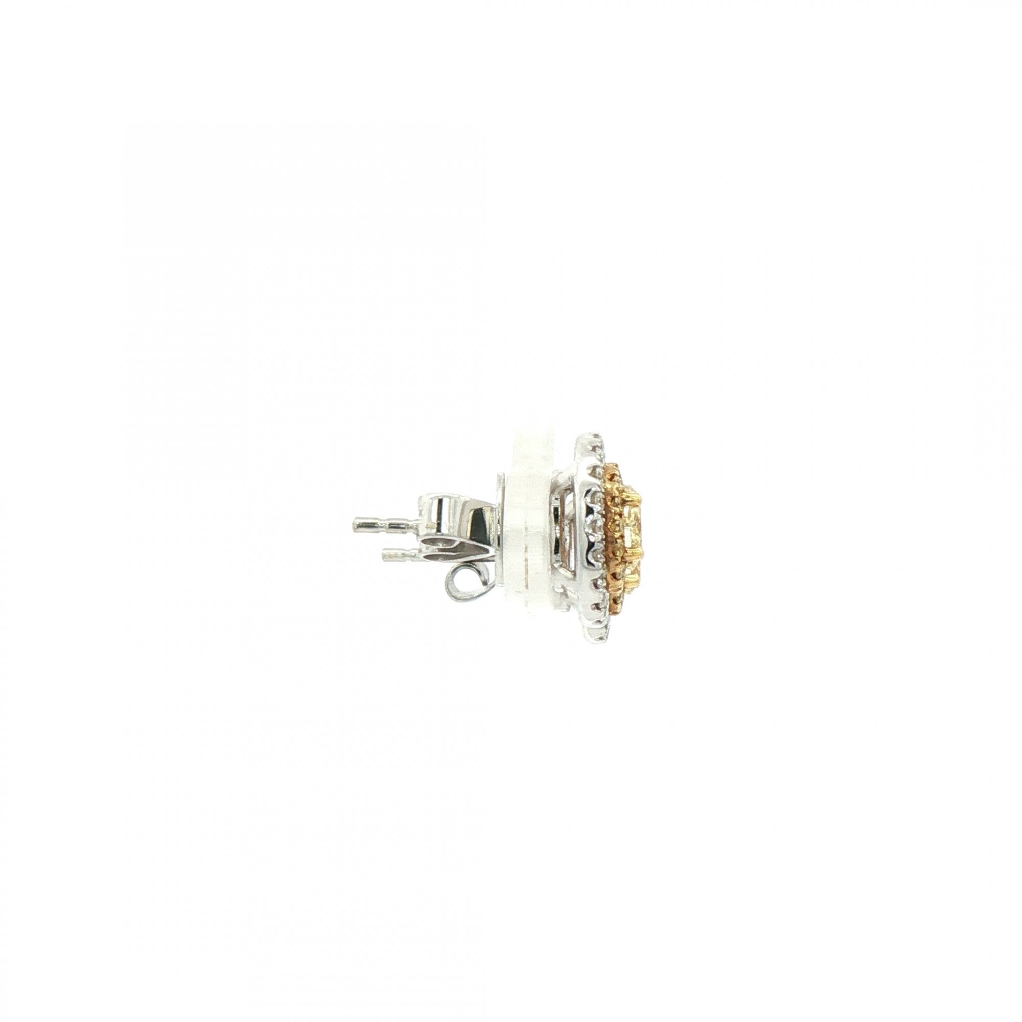 0.84ct Oval Yellow Diamond & 0.35ct Natural Diamond Double Halo Cluster Earrings 18ct White Gold