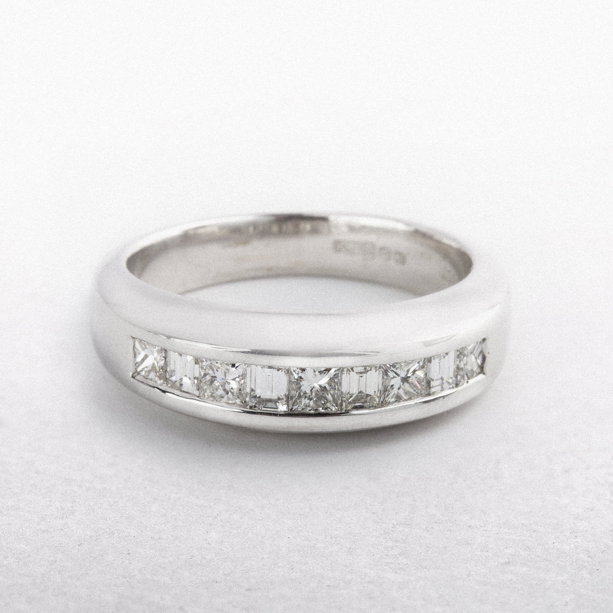 0.85ct Princess & Baguette Cut Diamond Wedding Band