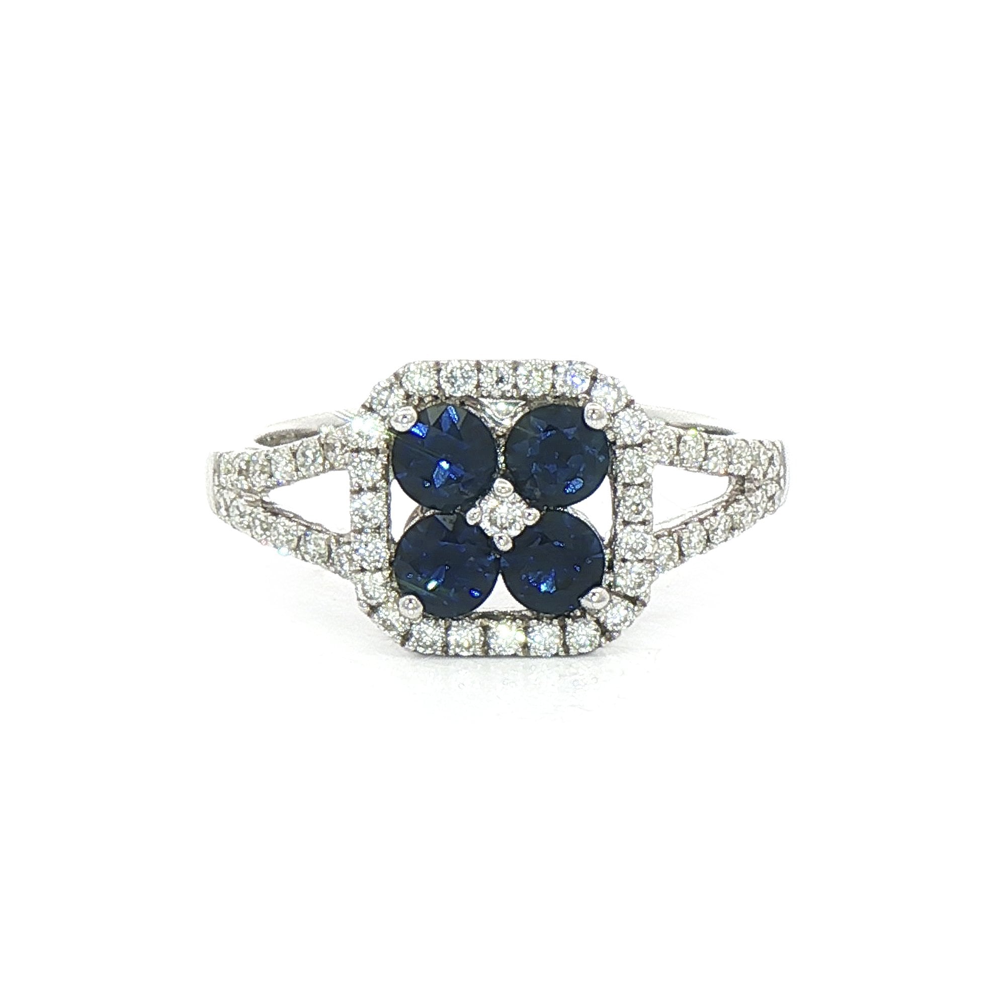 0.85ct Sapphire and 0.45ct Diamond Ring with Split Diamond Band