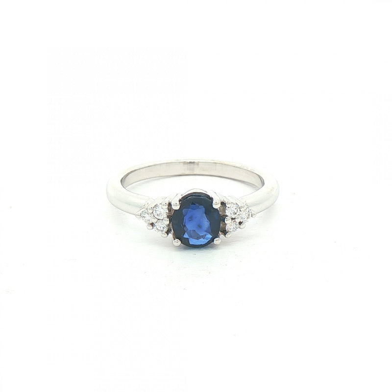 0.93ct Sapphire & 0.30ct Natural Diamond Ring in 18ct White Gold