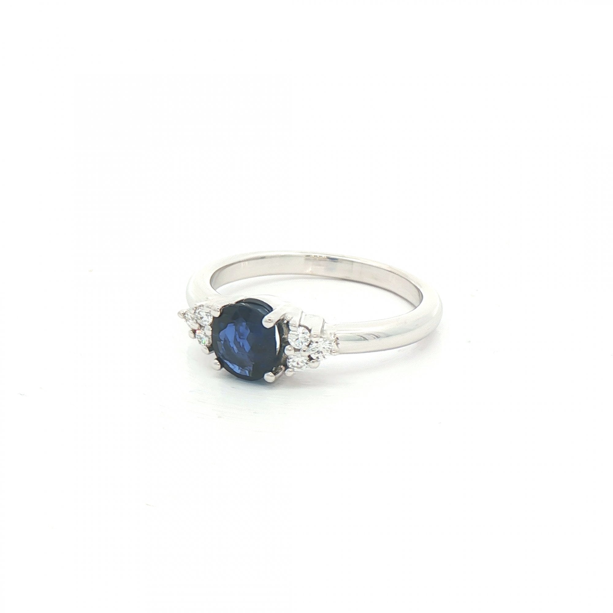 0.93ct Sapphire & 0.30ct Natural Diamond Ring in 18ct White Gold