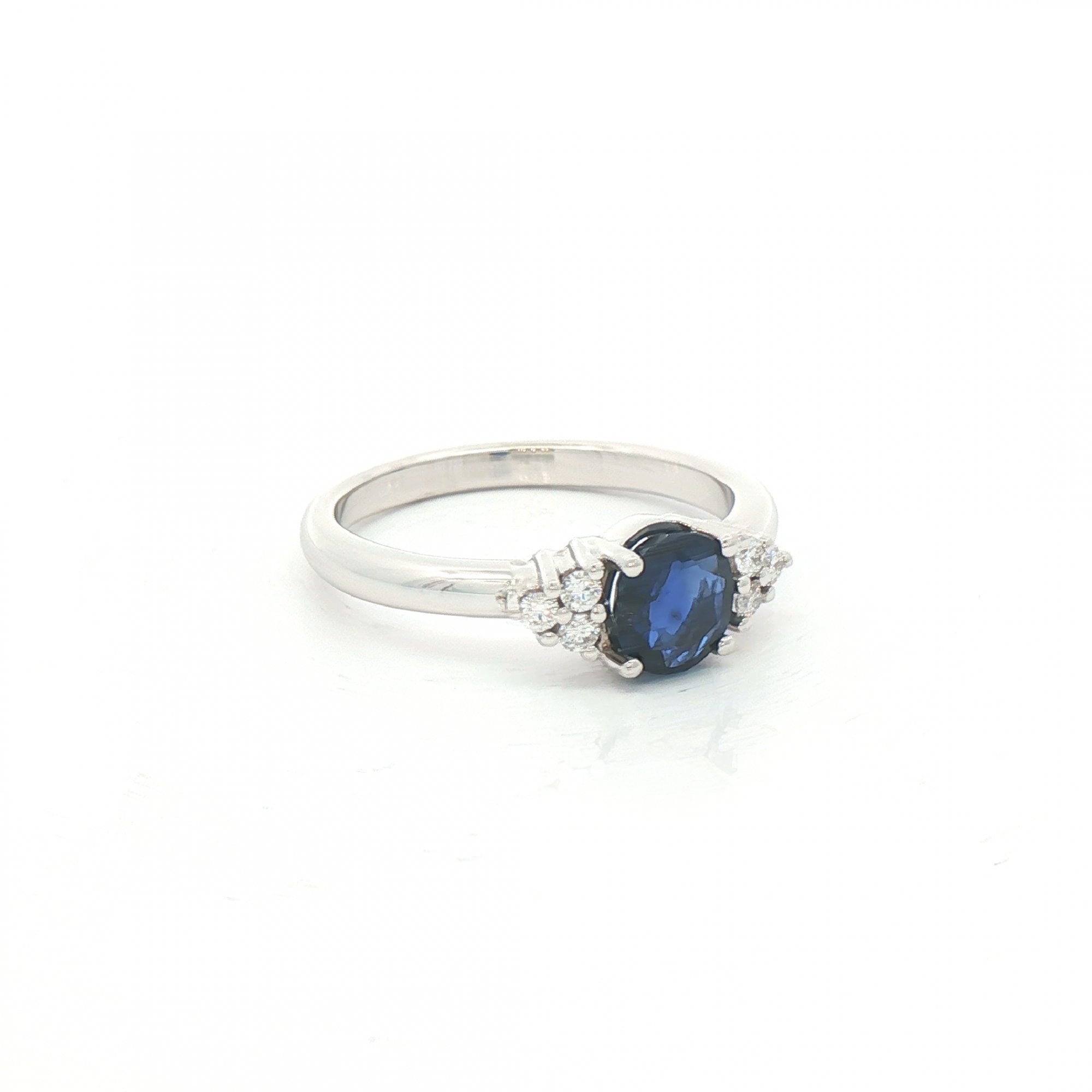 0.93ct Sapphire & 0.30ct Natural Diamond Ring in 18ct White Gold