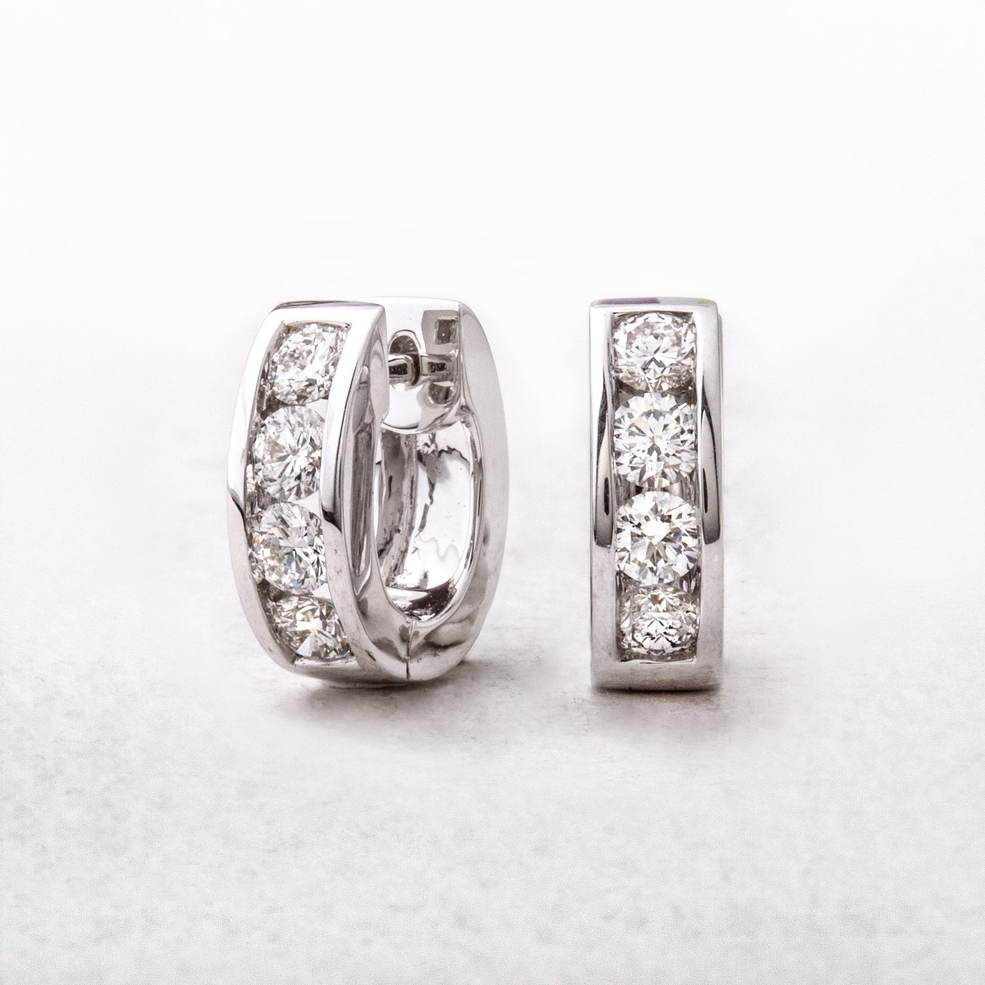 0.95ct Natural Diamond Geometric Hoop Earrings in 18ct White Gold