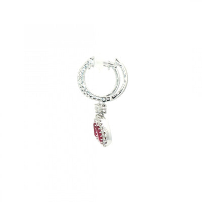 0.95ct Ruby and 0.50ct Natural Diamond Pear Drop Earring in 18ct White Gold
