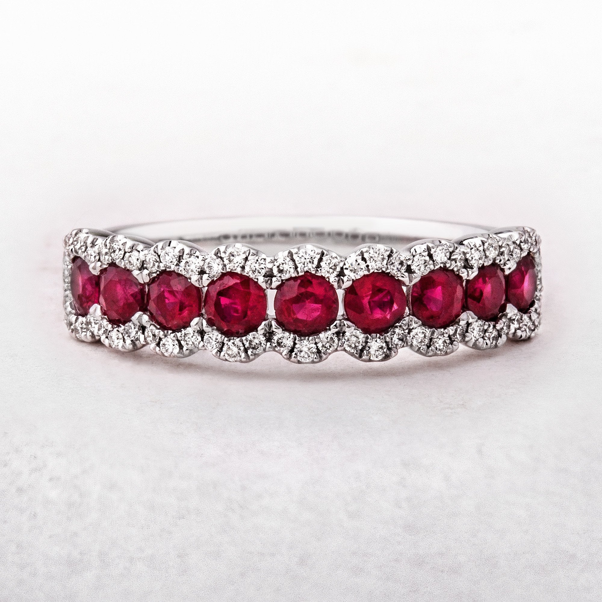 0.96ct Ruby & 0.22ct Natural Diamond Dress Ring in 18ct White Gold