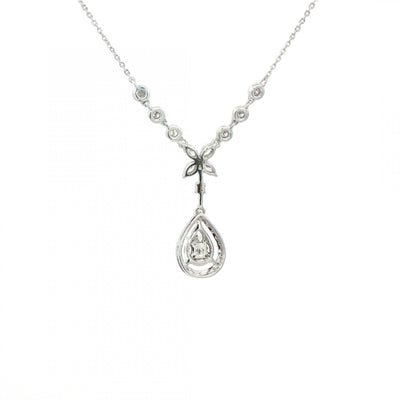 0.97ct Pear Shaped Diamond Drop Pendant in 18ct White Gold Chain