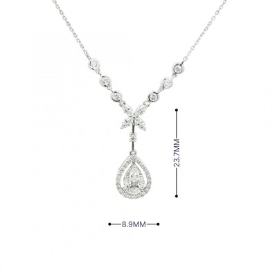 0.97ct Pear Shaped Diamond Drop Pendant in 18ct White Gold Chain