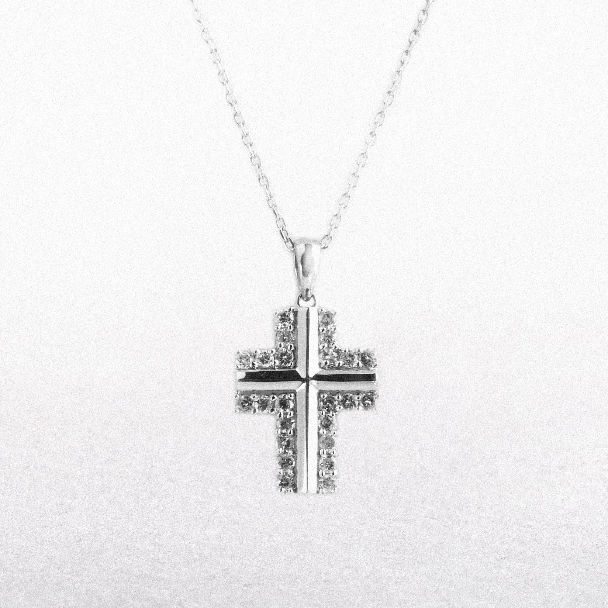 0.98ct Natural Diamond Set Cross in 18ct White Gold