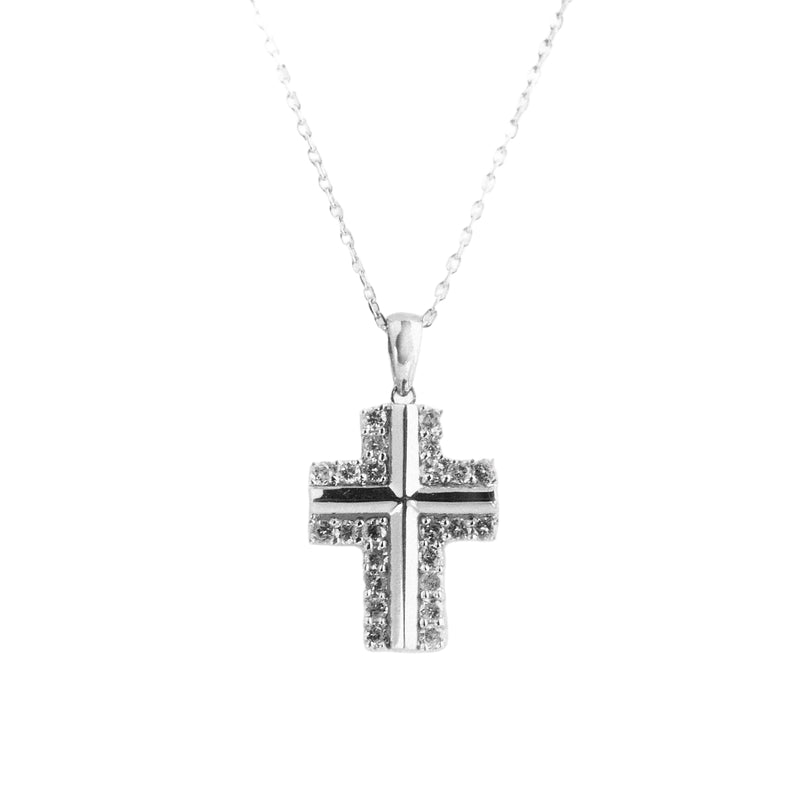 0.98ct Natural Diamond Set Cross in 18ct White Gold