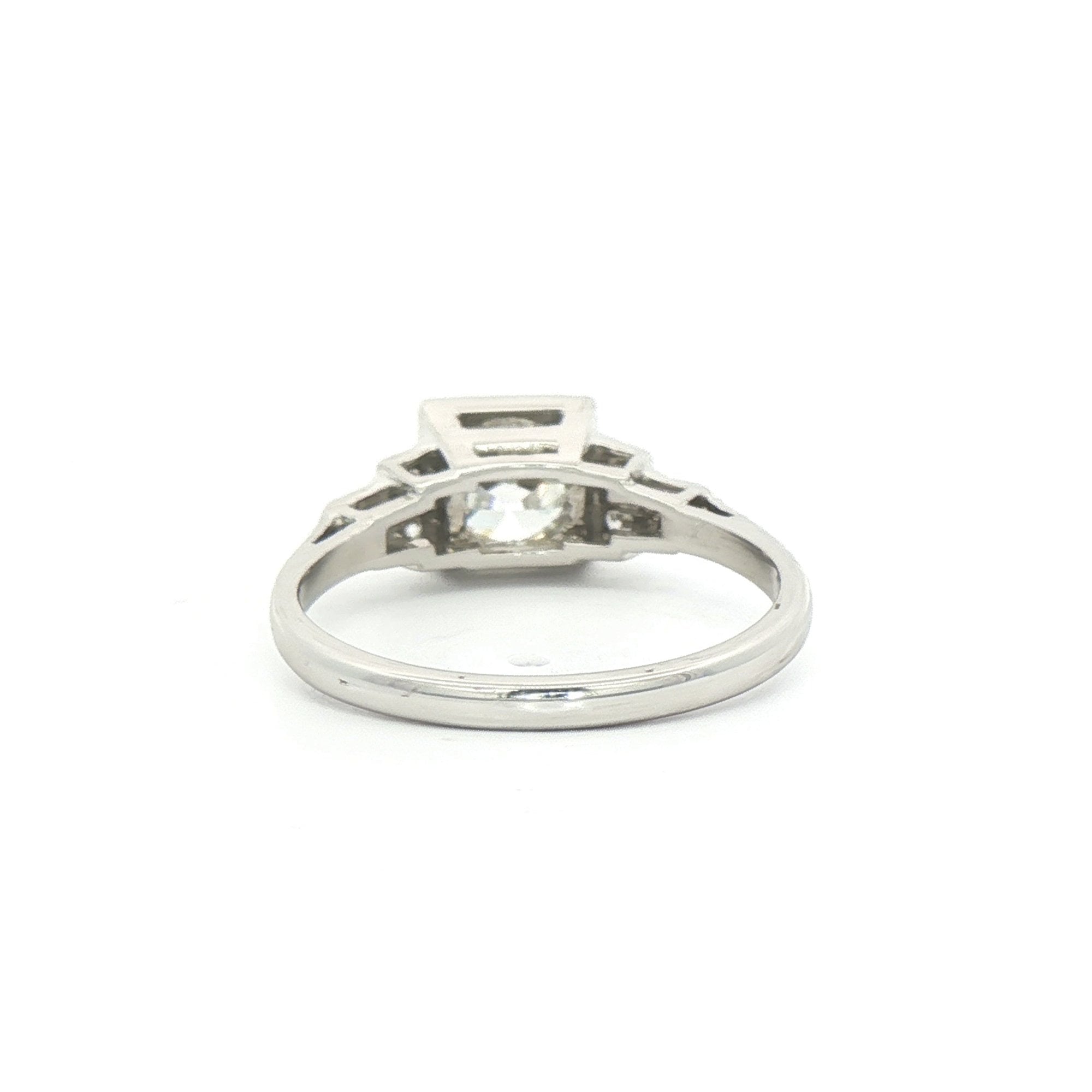 0.99ct Round Cut Natural Diamond Solitaire Ring Set In A Square Antique Setting In 18ct White Gold
