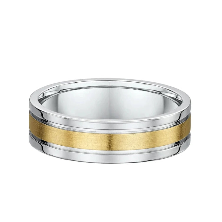6mm Contemporary Gents Wedding Ring in 18ct Yellow Gold and White Gold