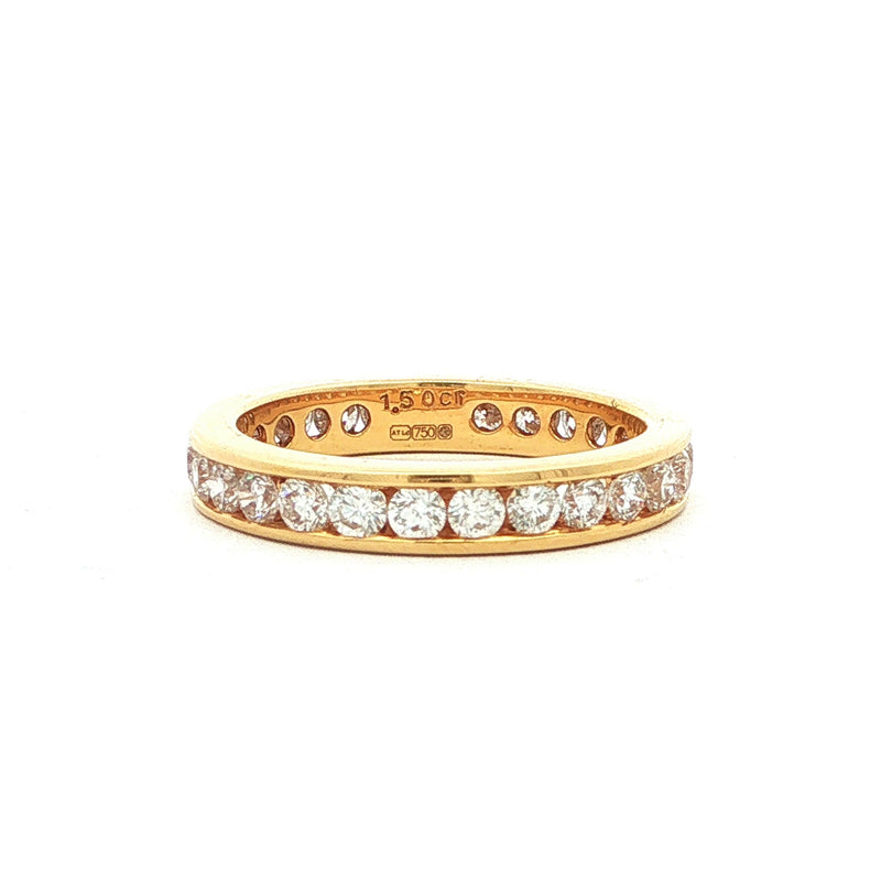 1.50ct Full Natural Diamond Channel Set Wedding Band In 18ct Yellow Gold.