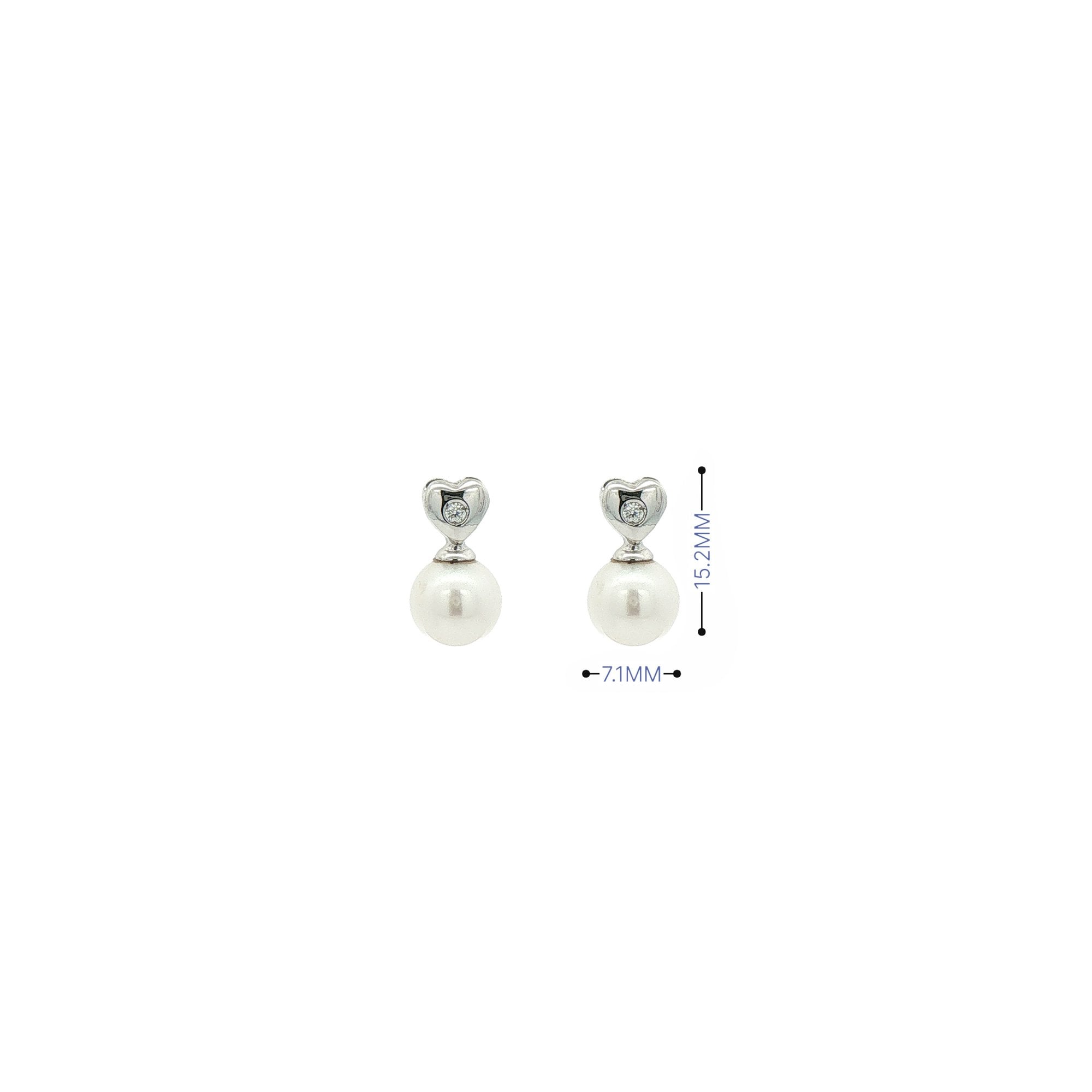 .04ct Natural Diamond & 7mm Preal Drop Earring in 18ct White Gold