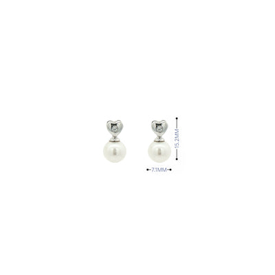 .04ct Natural Diamond & 7mm Preal Drop Earring in 18ct White Gold