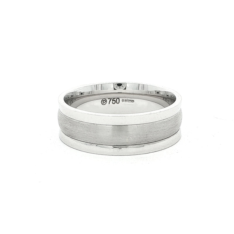 18ct white gold gents fancy wedding band