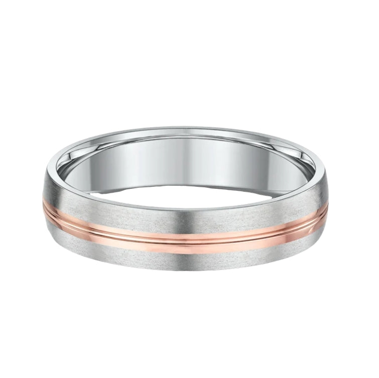 5mm Rose & White Gold Gents Wedding Band In 18ct Gold
