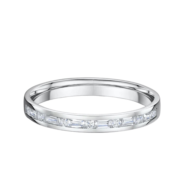 0.37ct Baguette & Princess Cut Natural Diamond Wedding Band In 18ct White Gold